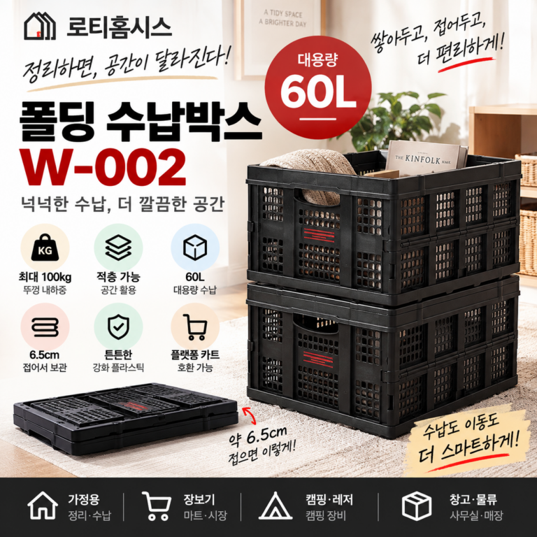 로티홈시스 폴딩 수납박스 W-002｜쌓아두고 접어두고, 공간이 달라진다