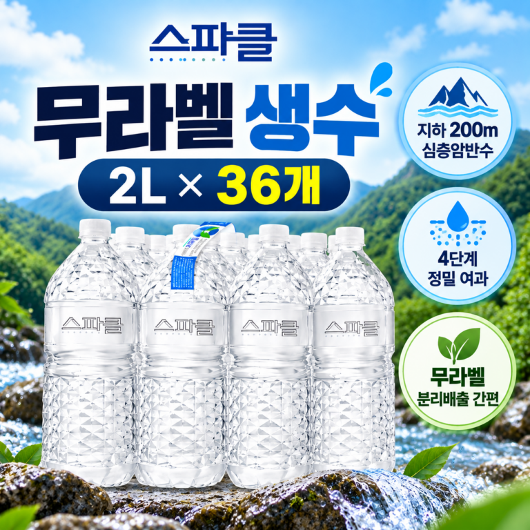 스파클 무라벨 생수 2L 36개｜대용량으로 쟁여두기 좋은 가정용 생수