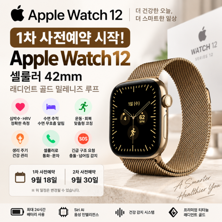 애플워치 12 셀룰러 42mm MJGL4KH/A｜래디언트 골드 밀레니즈 루프
