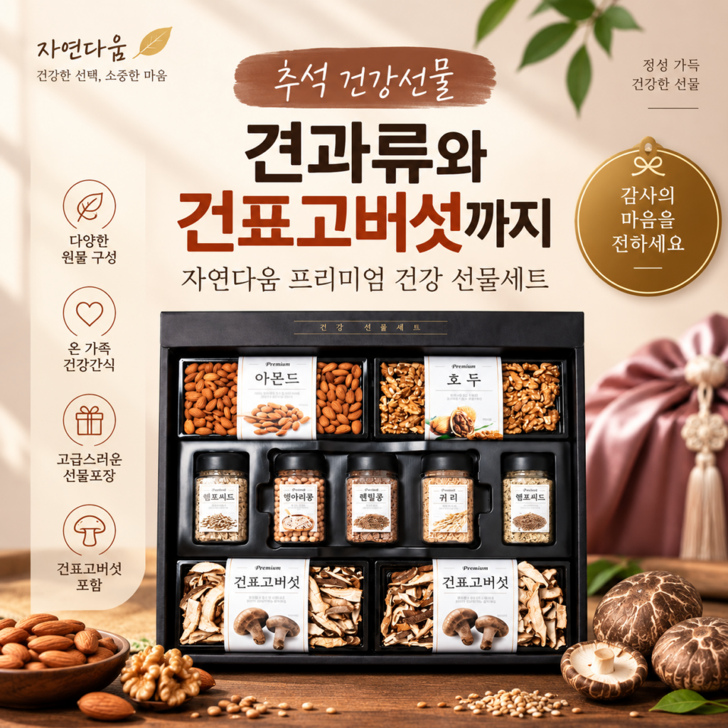 자연다움 건강담은 견과건버섯 혼합세트 1호｜추석 건강선물 추천 제품 이미지