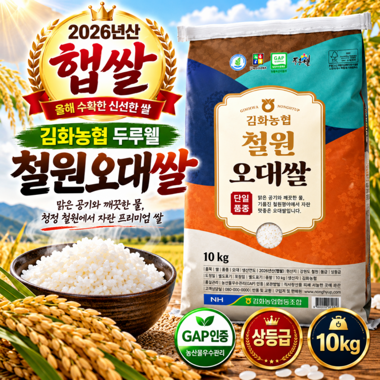 김화농협 두루웰 철원오대쌀 10kg｜GAP 인증 2026년산 햅쌀, 상등급 백미의 특징